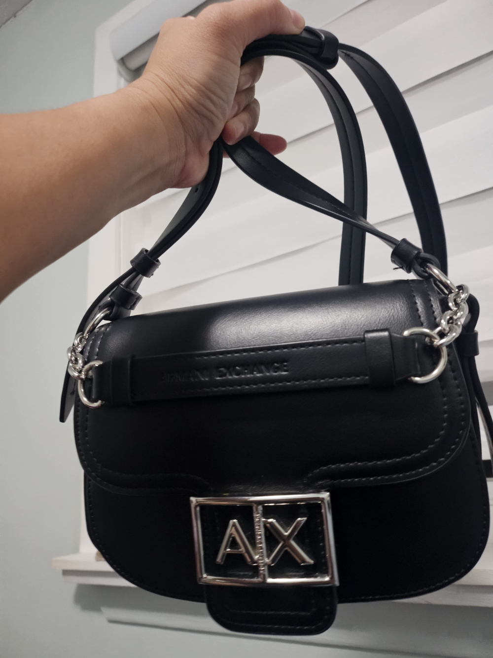 Armani Exchange Black Mini Top-Handle Bag with AX Logo